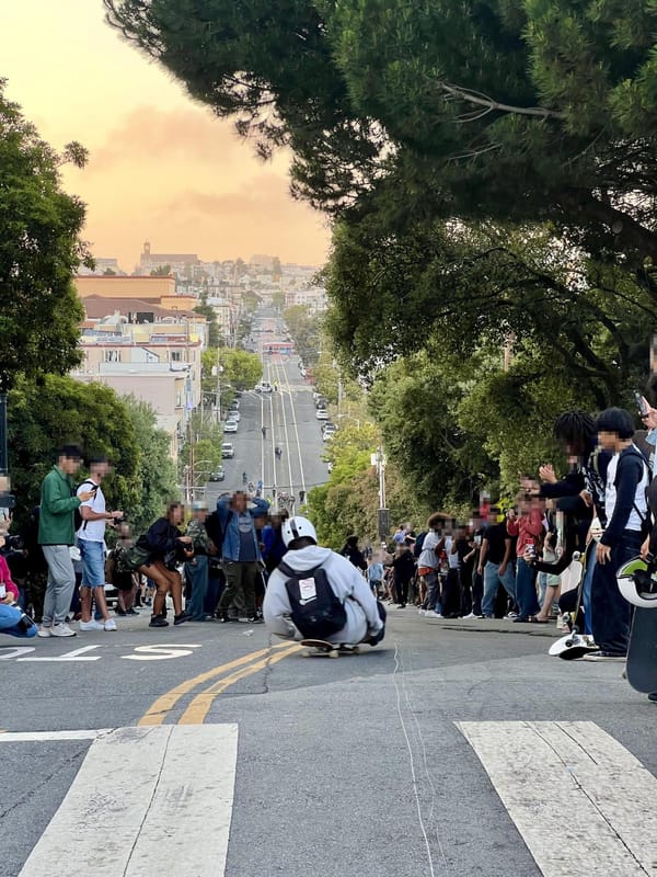 Skaters bomb down Church Street adjacent to Dolores Park on Saturday, July 6, 2024. (Photo credit: Safe Street Rebel)